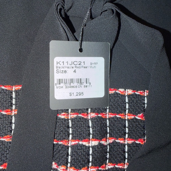 St John Women's Bow-Embellished Tweed Mini Dress in Black/haute Red/pearl Multi - Picture 12 of 12